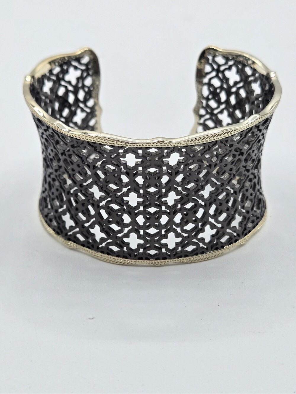 Kendra Scott Candice Cuff Bracelet Gun Metal Gold Plated Trim
